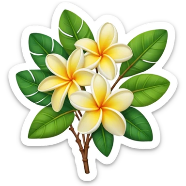 Frangipani bouquet, stem, leaf sticker