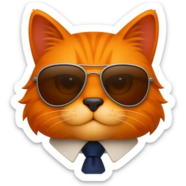 A cat wearing sunglasses and a tie, emoji style sticker