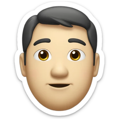 A fat, slightly thin, droopy-eyed, thick-lipped, big-headed, cute Japanese guy with a pencil in his hand and a smile on his face sticker
