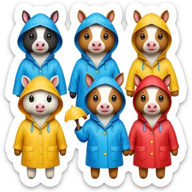 Raincoat Farm Animals sticker