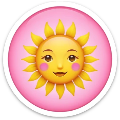 Yellow sun in a pink circle  sticker