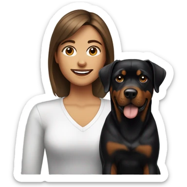A woman with Brown Hair brushes her Rottweiler  sticker