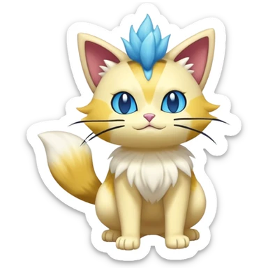 Shiny Magical Elemental Exotic Skitty-Meowth-Pokémon-Fakémon-hybrid-creature (full body) sticker