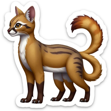 dark fruity white glorious divine exotic cool beautiful beautiful fantasy-caracal-civet-genet-sergal-vernid-Gryphon-Cacomistle-Trico-oncilla-animal-Fakémon-hybrid-fursona (full body) sticker