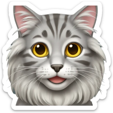 gray long hair tabby cat sticker