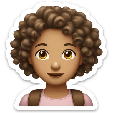 curly haired girl with olive skin and big brown eyes sticker