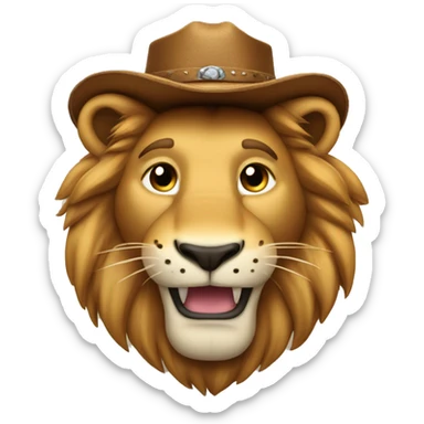 Lion with a cowboy hat blinking and giving a thumbs up  sticker