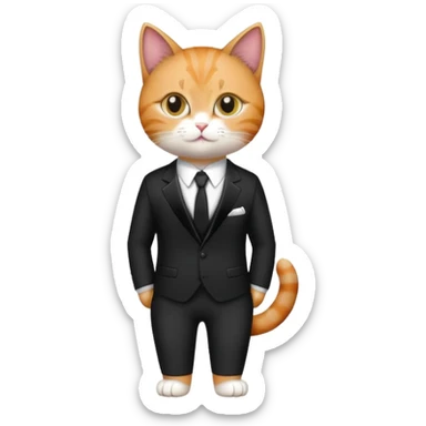 Cat in a black suit with the inscription PrimeCopy sticker