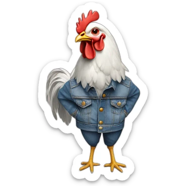 chicken in a jean jacket sticker