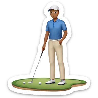 A man missing a putt on the 18th hole to lose a golf match sticker