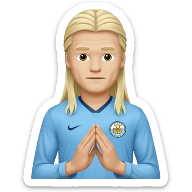 Erling Haaland long hair doing the lotus Manchester city  sticker