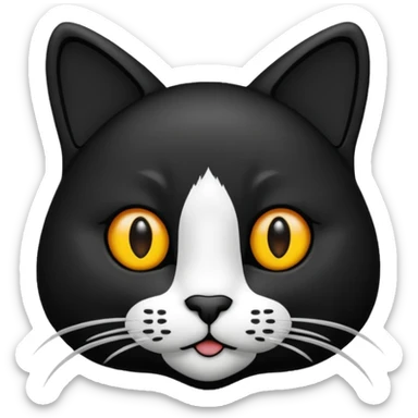 een zwarte kat met een hartje sticker