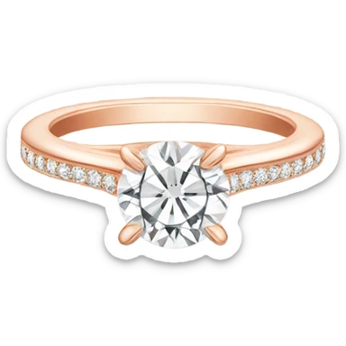 rose gold engagement ring with sparkly round shaped diamond  sticker