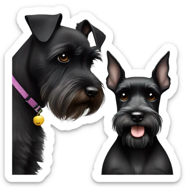 Black miniature schnauzer beside a black Risen schnauzer  sticker
