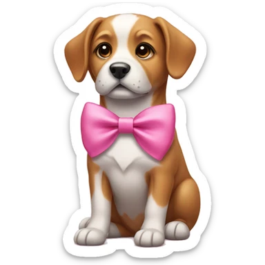 Dog with pink bow sticker