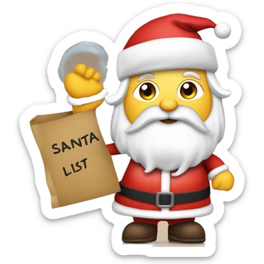 Image of Santa’s naughty list with the name Suzanne as the number one naughty child sticker