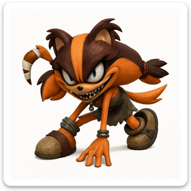 Enhance the eyes and mouth to be even scarier with a very intense, menacing stare, an exaggerated sharp or sinister grin, and deeper shadowing for a truly frightening and unsettling effect. Keep the picture quality and style exactly the same with no other changes. sticker