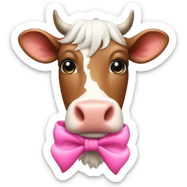 cow with pink bow sticker