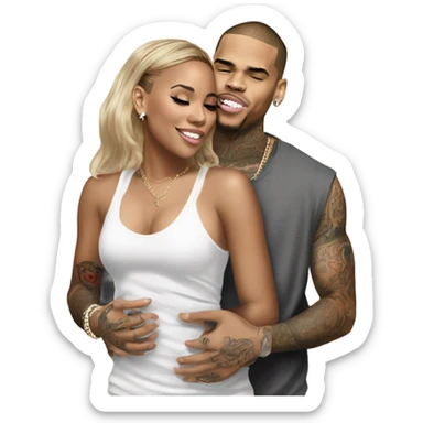 Hyper Realistic Chris Brown  Karruche Tran romantic photo  sticker