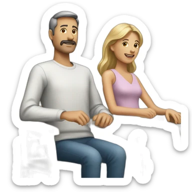 dos personas sentadas en sillas perspectiva desde atras sticker