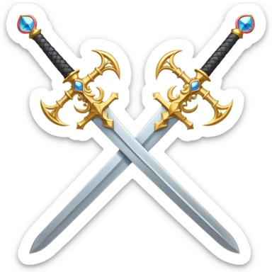 Fully golden two royal swords crossed sticker