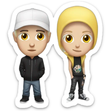 Eminem with the slim shady look with a beird sticker