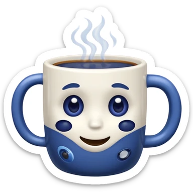 Coffee cup with b BLUEBERRY ON THE MUG sticker
