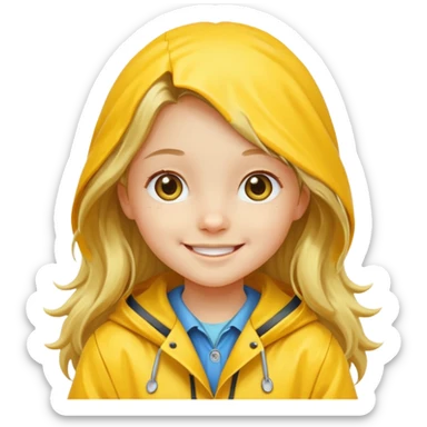 long haired girl kid with raincoat sticker