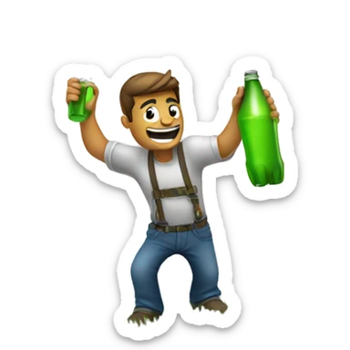 guy Spraying a lawn And drinking a beer  sticker