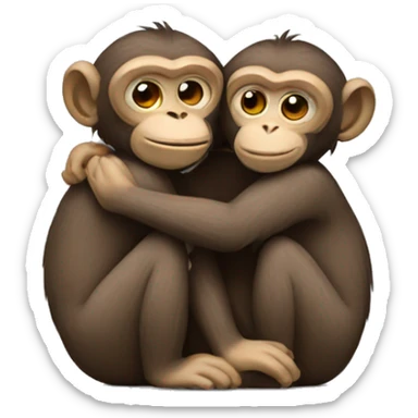 2 Monkeys hugging  sticker