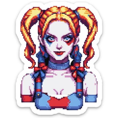 Harley Quinn two-toned hair in pigtails sticker