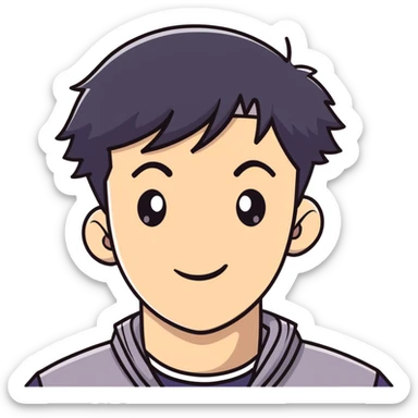 Short black haired male winking, young man with short black hair winking one eye sticker