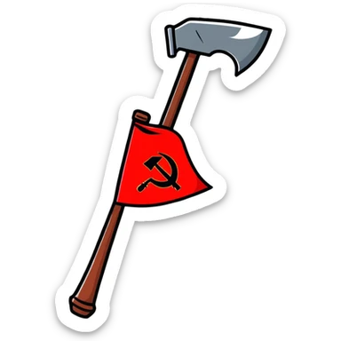 Revolutionary red banner with hammer and sickle symbol from 1918 Russian Civil War sticker