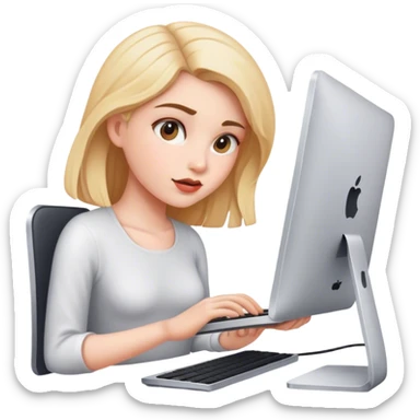 Girl working in a Mac  sticker