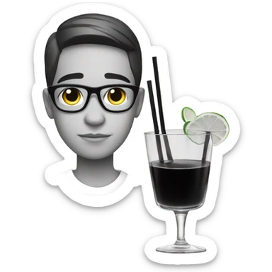 monochrome portrait of a boy with a cocktail sticker