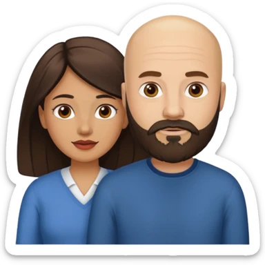 Man beard bald white woman medium hair brown latina sticker