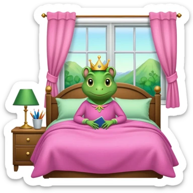 Princesse frog in her bedroom with pink sweater sticker