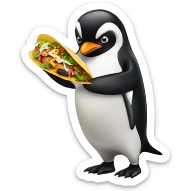 penguin eating a taco sticker