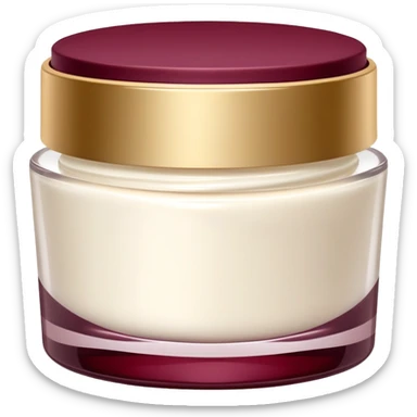 Elegant looking facial cream in a burgundy container that’s open and revealing the cream in a perfect shape (1 item) sticker