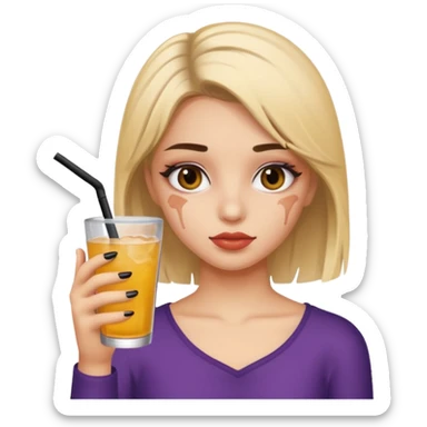 Hungover girl with mascara and holding a drink  sticker