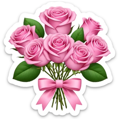 Bouquet of pink roses and money with pink bow sticker