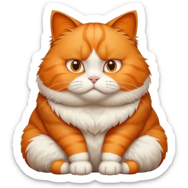 A fat cat sitting down and looking like they don’t care about it sticker