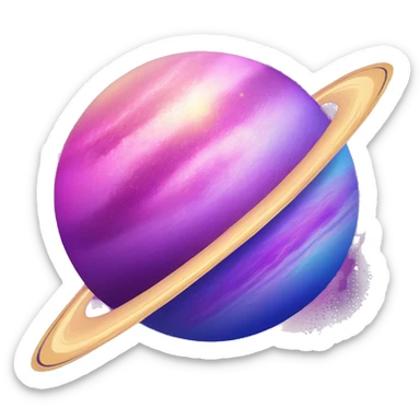 sparkly glittery blue purple and pink gradient planet with a cheesy saturn ring sticker