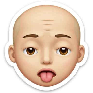 One eye closed one eyebrow up and sticking tongue out sticker