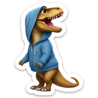 Trex wearing oversized hoodie sticker