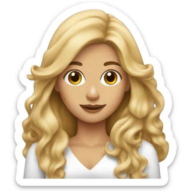 Long hair Blonde women holding a brown cockapoo sticker