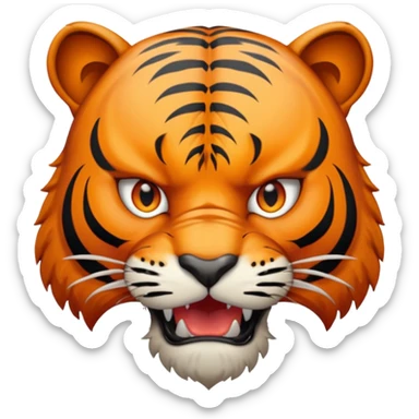 angry tiger with fangs, front face  sticker