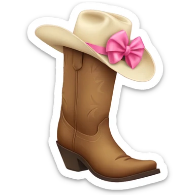 Cowgirl boot with pink bow sticker