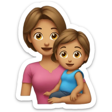 Mom and daughter toddler sticker