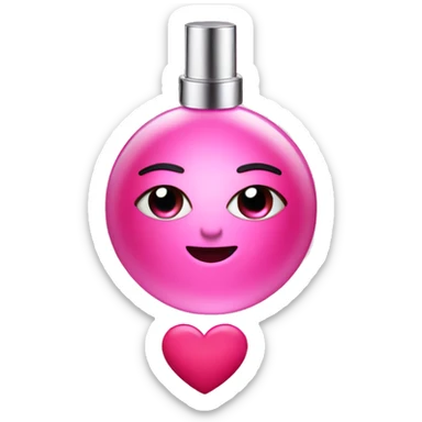 pink perfume with heart eyes sticker